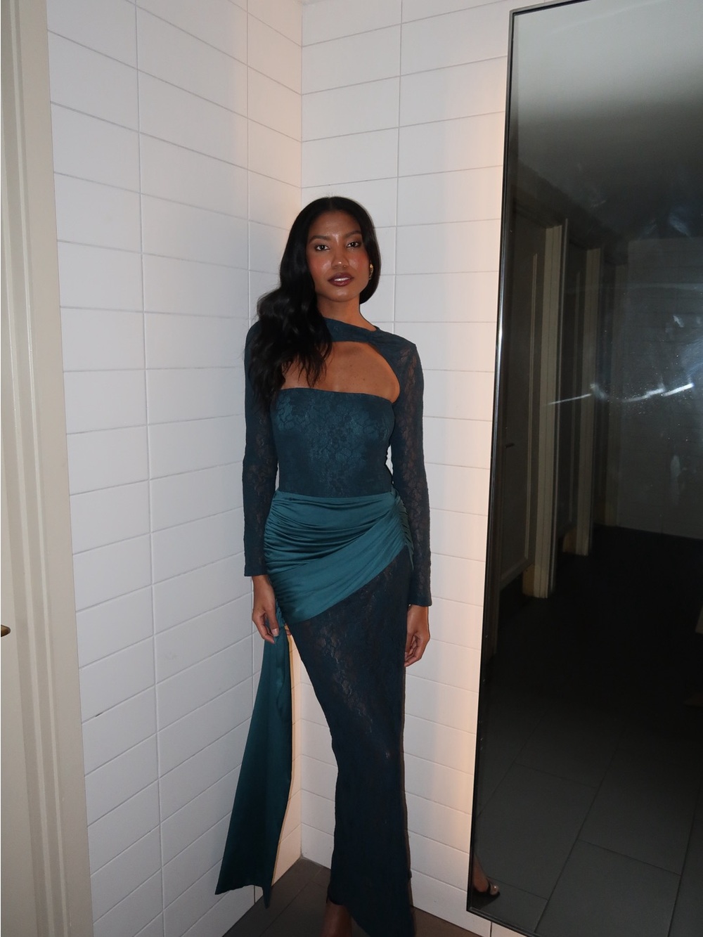 Teal Lace skirt set